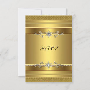 Convite de Aniversário RSVP Dourado Joia Diamante