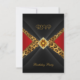 Convite de Aniversário RSVP Jóia Leopardo Preto Do