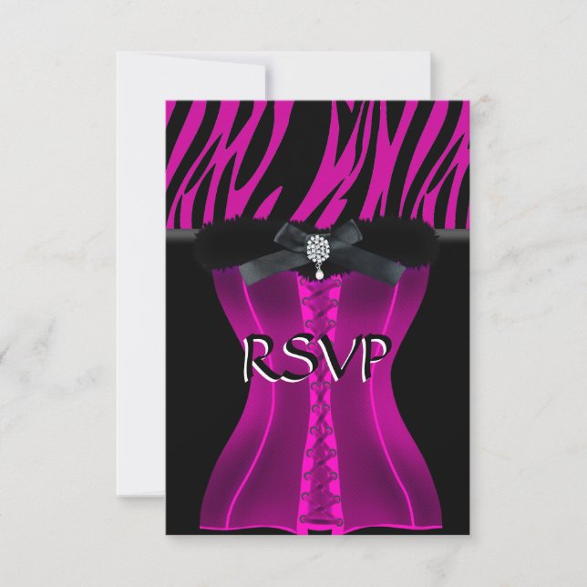Convite de Aniversário RSVP Vestido Preto Zebra Ro (Frente)