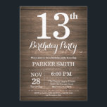 Convite de Aniversário Rustic 13<br><div class="desc">Convite de Aniversário para 13 Russo. Fundo Rustic Wood. Vintage Retro Birthday. Aniversário de criança. Convidar Menino ou Menina. 13 15 16º 18º 20 21rua 30 40º 50º 60º 80 de 70 100º, qualquer idade. Para mais personalização, clique no botão "Personalizar" e use nossa ferramenta de design para modificar este...</div>