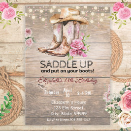 Convite de Aniversário Rustic Cowgirl