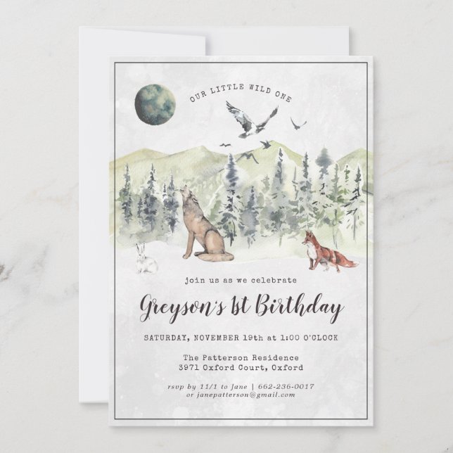 Convite de aniversário Rustic Forest Woodland (Frente)