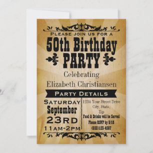 Convite de aniversário Rustic Vintage 50th
