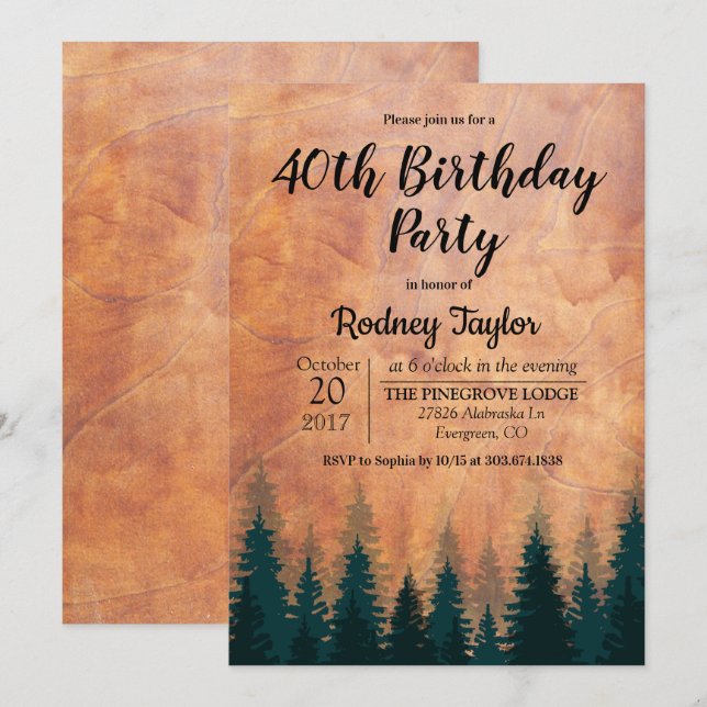 Convite de Aniversário Rústico (Frente/Verso)