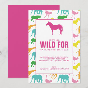 Convite de aniversário Safari Animal Girl