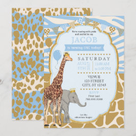 Convite de aniversário Safari - Azul