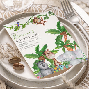 Convite de Aniversário Safari de Animais para Cria