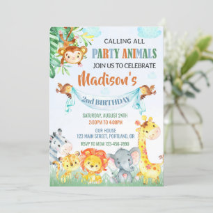 Convite de aniversário Safari Dois convite selvage
