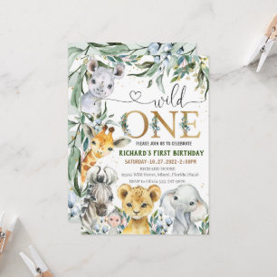 Convite de Aniversário Safari, Festa 1rua de Um RA