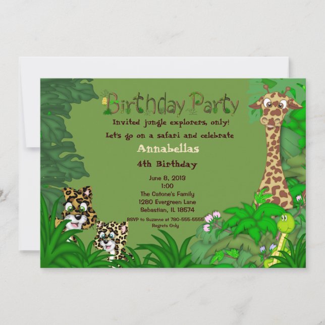 Convite de Aniversário Safari Jungle (Frente)