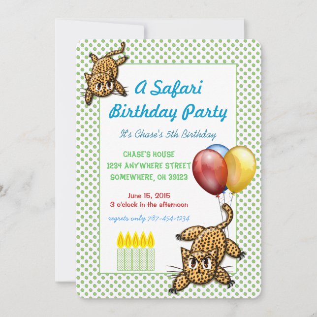 Convite de Aniversário Safari Leopardo (Frente)