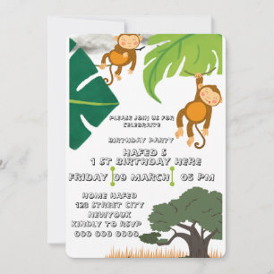 Convite de Aniversário Safari, Menino de Aniversár