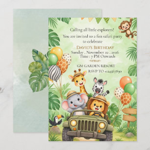 Convite de Aniversário Safari para Crianças Modelo