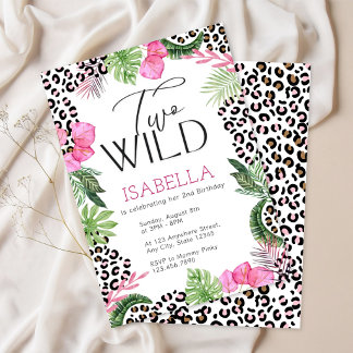 Convite de Aniversário Safari Rosa | Tema Leopardo
