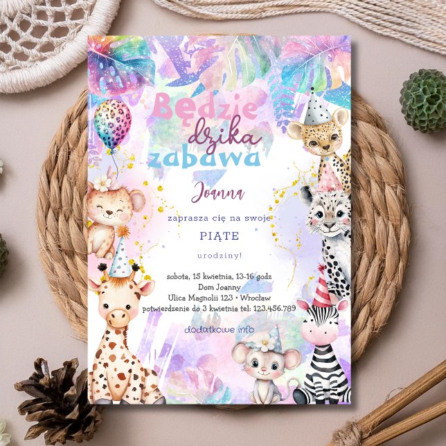 Convite de aniversário safari selvagem (Criador carregado)