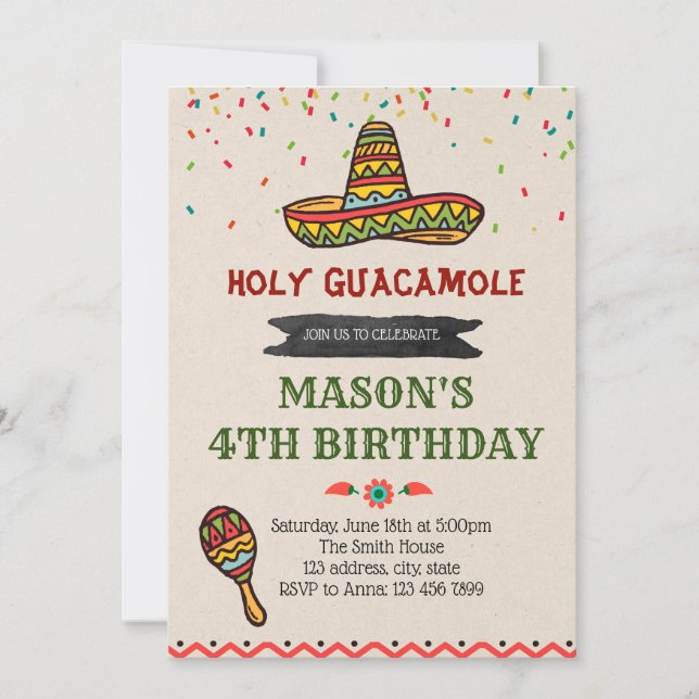 Convite de aniversário santamente do guacamole (Frente)