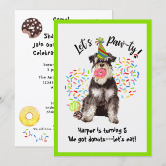 Convite de aniversário Schnauzer de Mineatura Cust