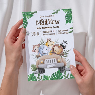 Convite de aniversário Selva de Animais Safari