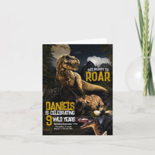 Convite de Aniversário Selvagem de Dinossauro Real