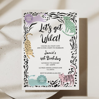 Convite de aniversário Selvagem de Gato Selvagem