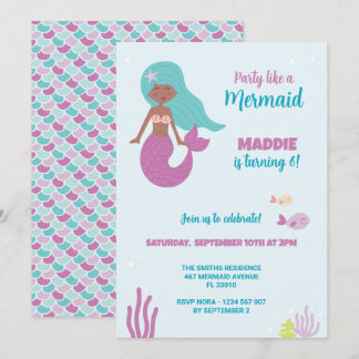 Convite de Aniversário Sereia Preta