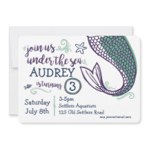 Convite de Aniversário Sereia Sob o Mar