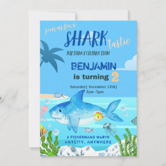 Convite de Aniversário Sharktastic