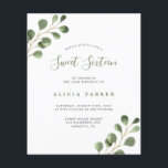 Convite de aniversário simples 16 do orçamento Swe<br><div class="desc">Urticária russa, única, de cor aquática eucalipto verde, folhagem verde, Doce 16 festas de aniversário, convite ao barato do ORÇAMENTO. LEIA ISTO ANTES DE COMPRAR! Este é um cartão de barato de orçamento impresso em uma folha de papel (cada folha tem um cartão). Para obter a melhor qualidade de preço,...</div>