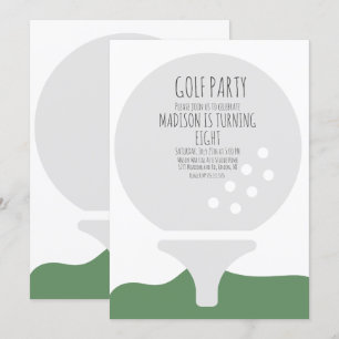 Convite de Aniversário Simples de Bola de Golfe
