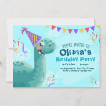 Convite de aniversário Simples de Dinossauro