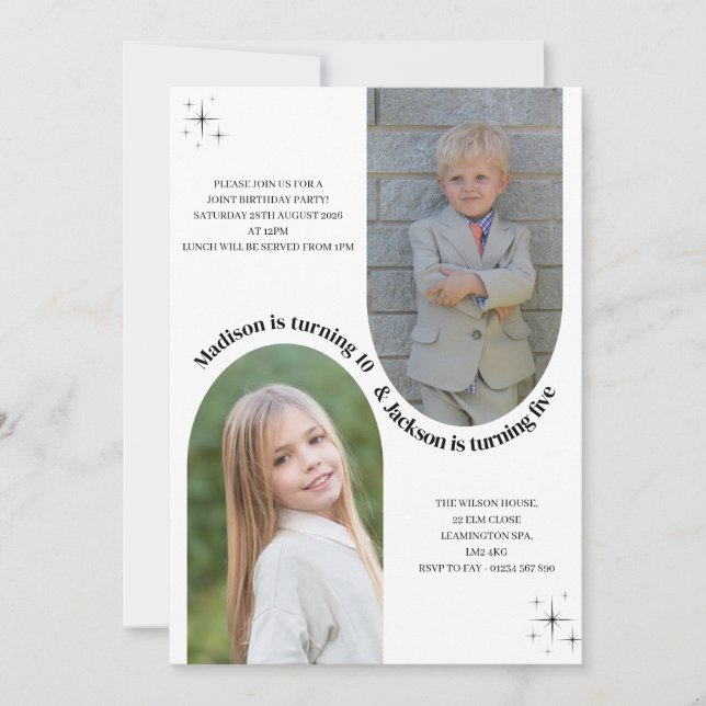 convite de aniversário simples para irmãos (Frente)
