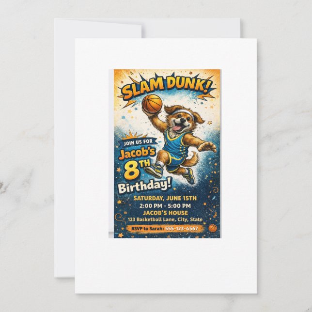Convite de Aniversário Slam Dunk – Criança Diverti (Frente)