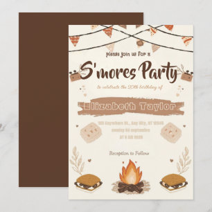 Convite de Aniversário S'mores – Fogueira Aconcheg