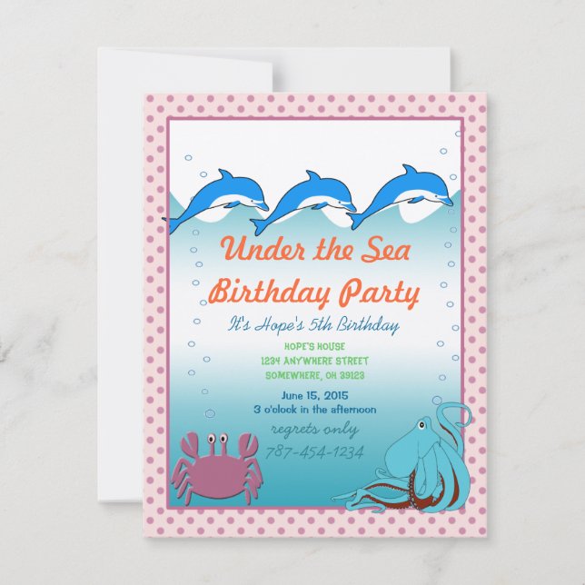 Convite de Aniversário Sob o Mar (Frente)