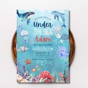 Convite de Aniversário Sob o Mar, Animais do Ocean