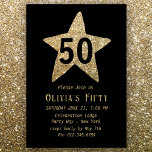 Convite de aniversário Sparkly Star 50th Dourado<br><div class="desc">Personalize esses elegantes convites de aniversário de estrelas cintilantes de ouro 50º com efeito brilhante de falso ouro.</div>