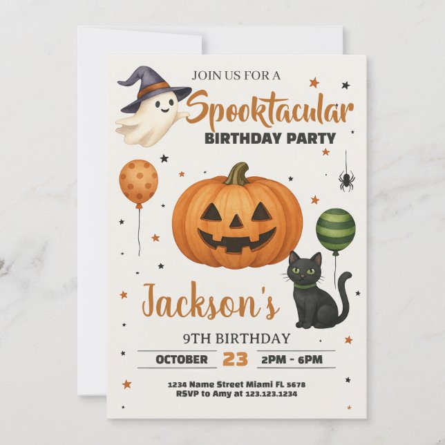 Convite de aniversário Spooktacular (Frente)