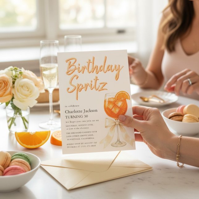 Convite de Aniversário Spritz de Laranja Cítrica (Criador carregado)