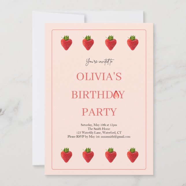 Convite de aniversário Strawberry Berry (Frente)