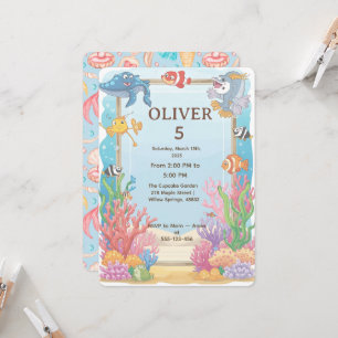 Convite de Aniversário Submarino, Oliver 4 anos