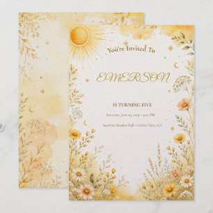 Convite de Aniversário Sunshine Boho Chic Sunshi
