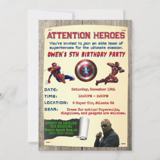 Convite de Aniversário Super-Heróis Unem-se