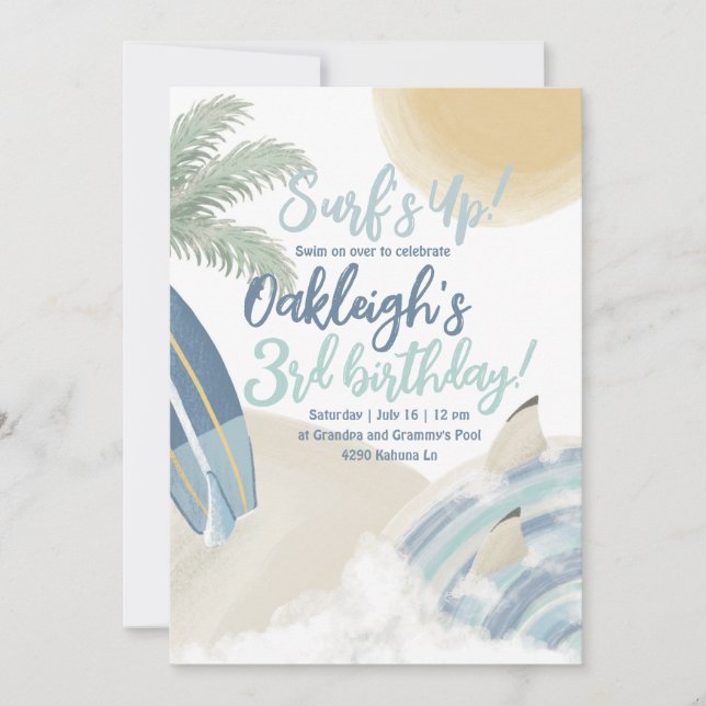 Convite de aniversário surf (Frente)