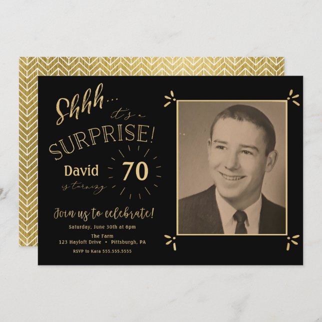 Convite de aniversário surpresa (Frente/Verso)