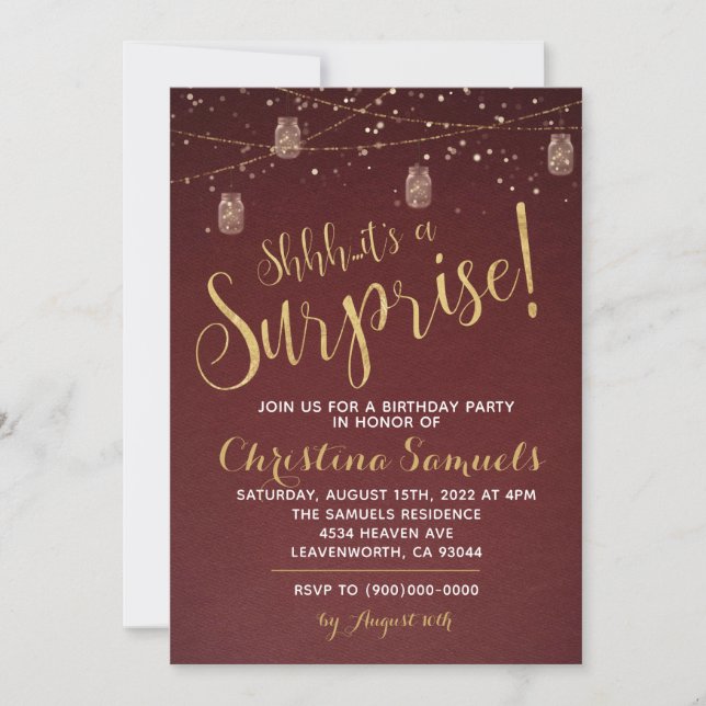 Convite de Aniversário Surpresa (Frente)