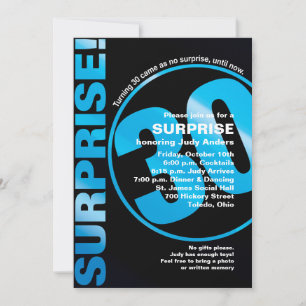 Convite de aniversário surpresa - 30 azul