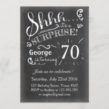 Convite de aniversário surpresa 70 Chalkboard Rust