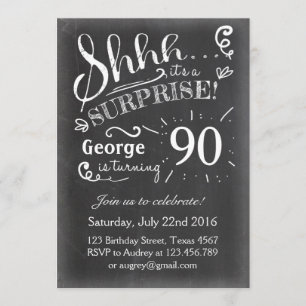 Convite de aniversário surpresa 90 Chalkboard Rus
