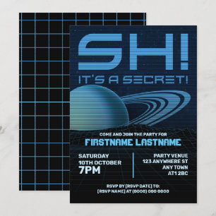 Convite de Aniversário Surpresa Blue Retrowave