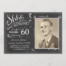 Convite de aniversário surpresa Chalkboard Rustic